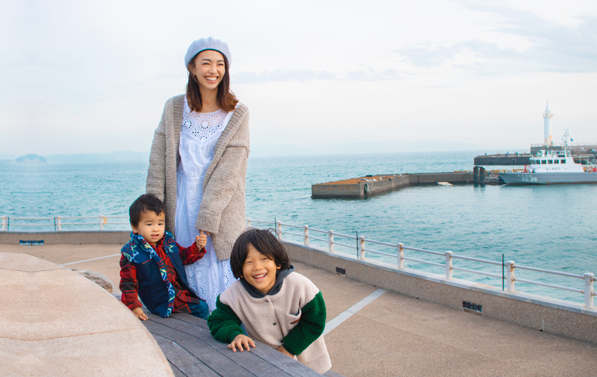 子どもとママで撮影した冬の江の島