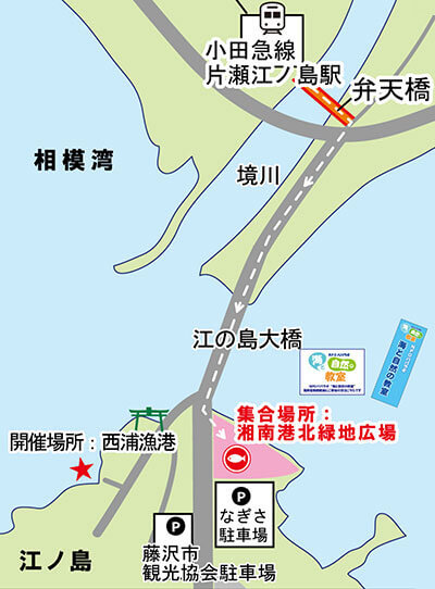 江ノ島『海岸生物観察会』の集合場所マップ