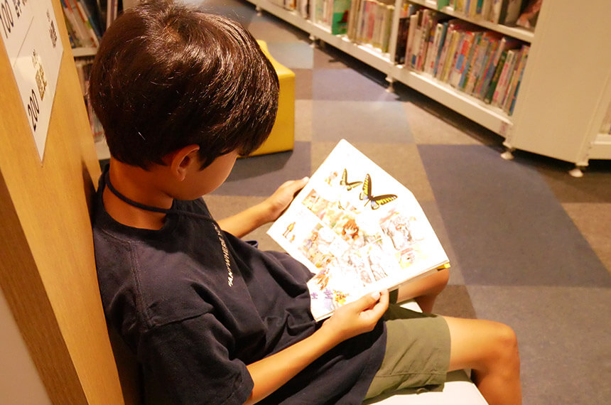 本を読む小学生の男の子