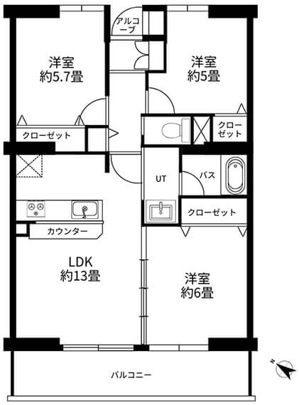 辻堂中古リノベマンション・アエラス辻堂の間取り