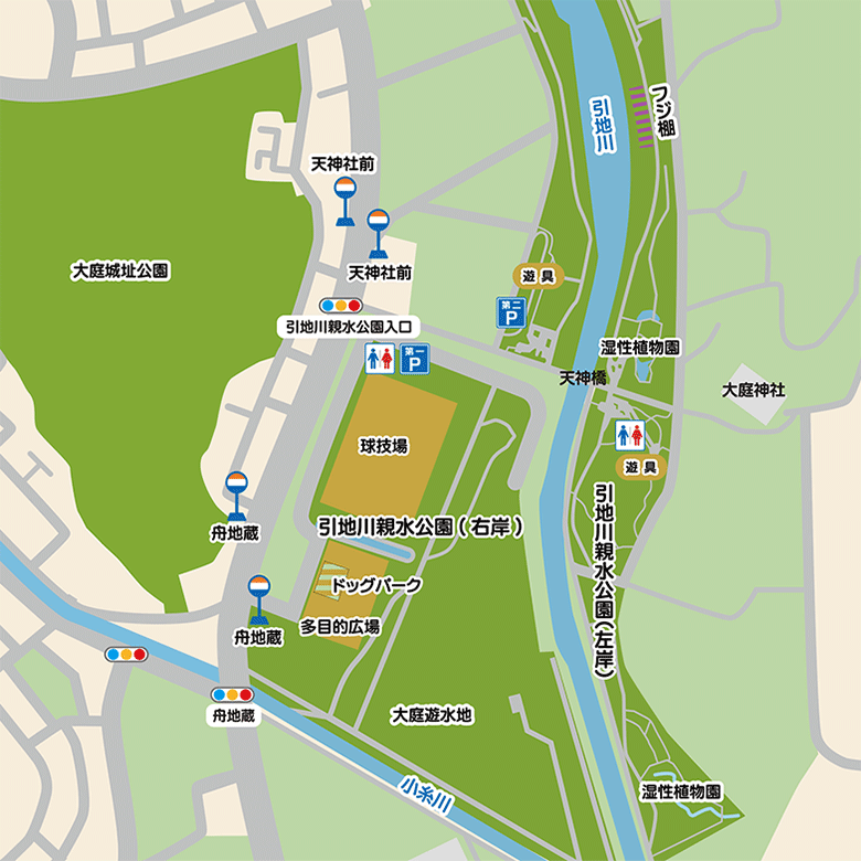 藤沢・引地川親水公園の園内マップ