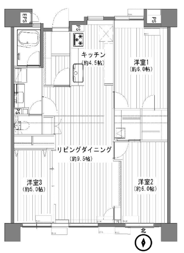 茅ヶ崎駅近の中古リノベーションマンション・ジョイ茅ヶ崎の間取り