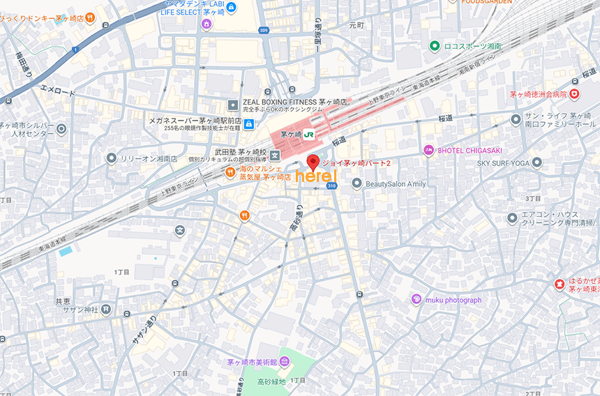 茅ヶ崎駅近中古マンション・ジョイ茅ヶ崎のエリアマップ